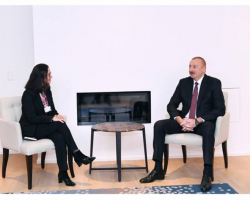Prezident İlham Əliyev “Swiss Re” şirkətinin ictimaiyyətlə əlaqələr üzrə sədri Veronika Skotti ilə görüşüb
