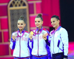Bakıda bədii gimnastika üzrə dünya çempionatının fərdi finallarının qalibləri mükafatlandırılıb