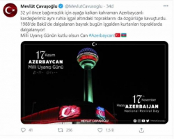Mövlud Çavuşoğlu  Azərbaycan xalqını təbrik edib