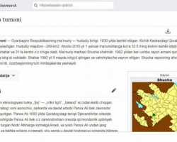 “Wikipedia”da Şuşa haqqında özbək dilində bölmə istifadəyə verilib